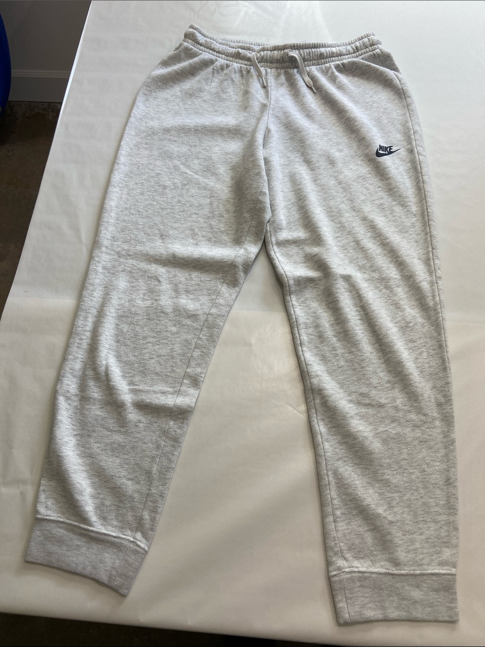 Nike Light Gray Fleece Joggers with Black Logo Sz M can be unisex